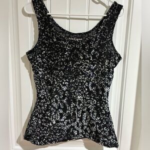 Teez-Her Women's Black and silver Leopard Print Tank Top